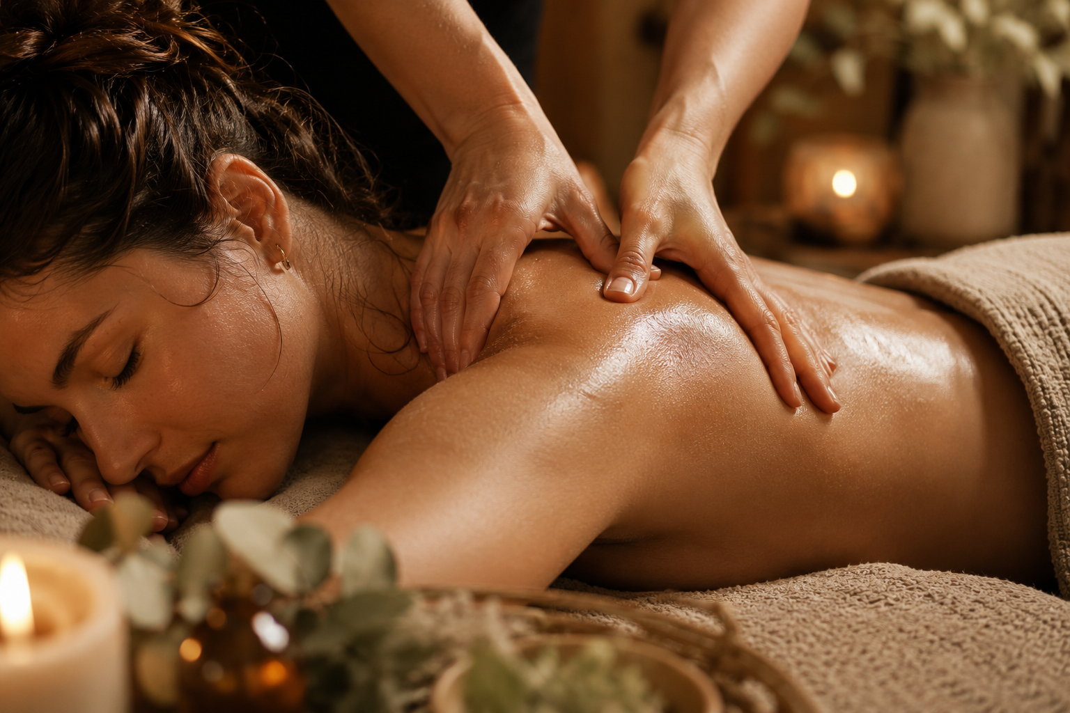 Focused massage therapy session at Mindful Way Studio Mokena IL — Post-Summer Glow Retreat
