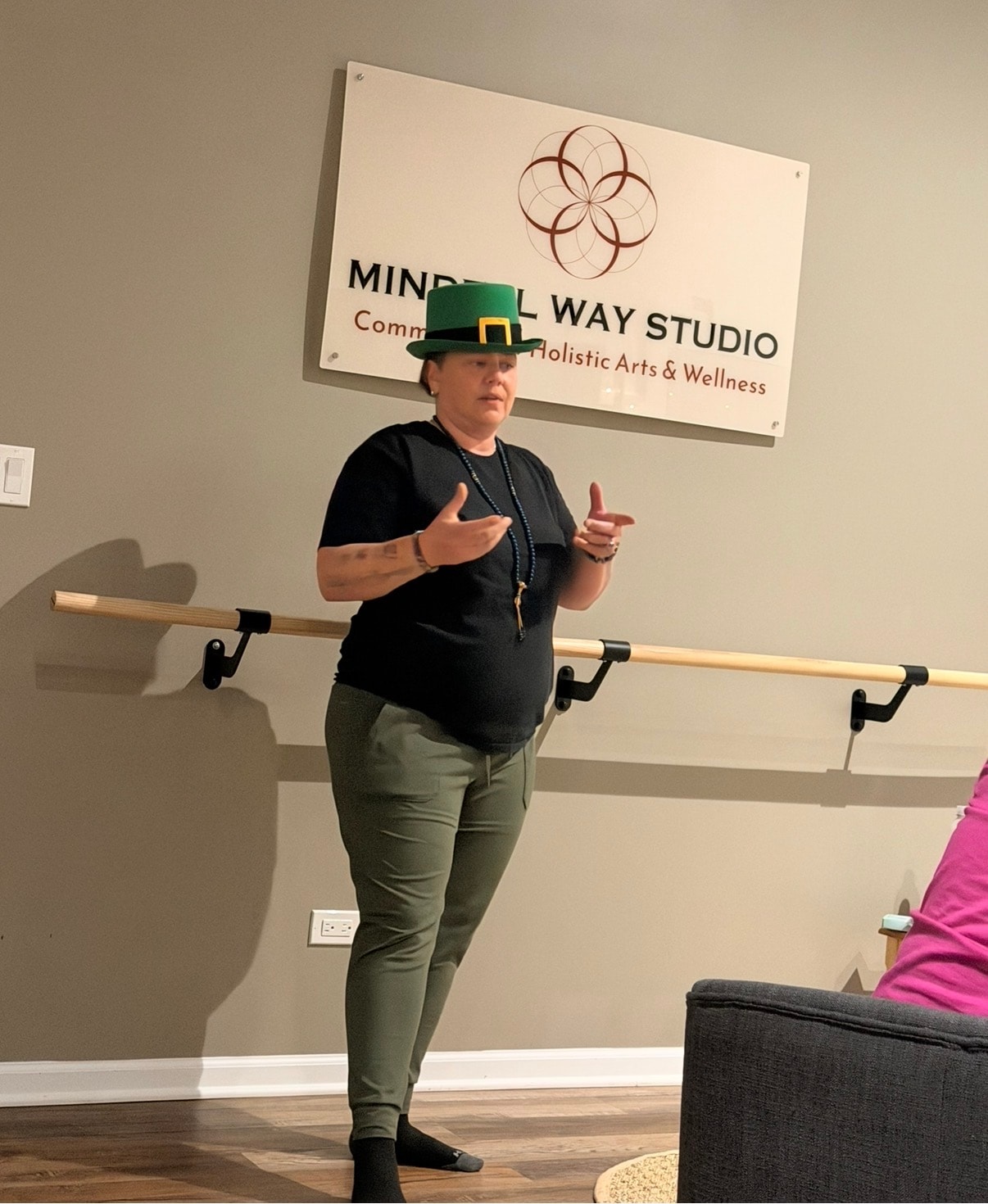 Desirea leading an intuitive exercise at Psychic Game Night, Mindful Way Studio Mokena IL