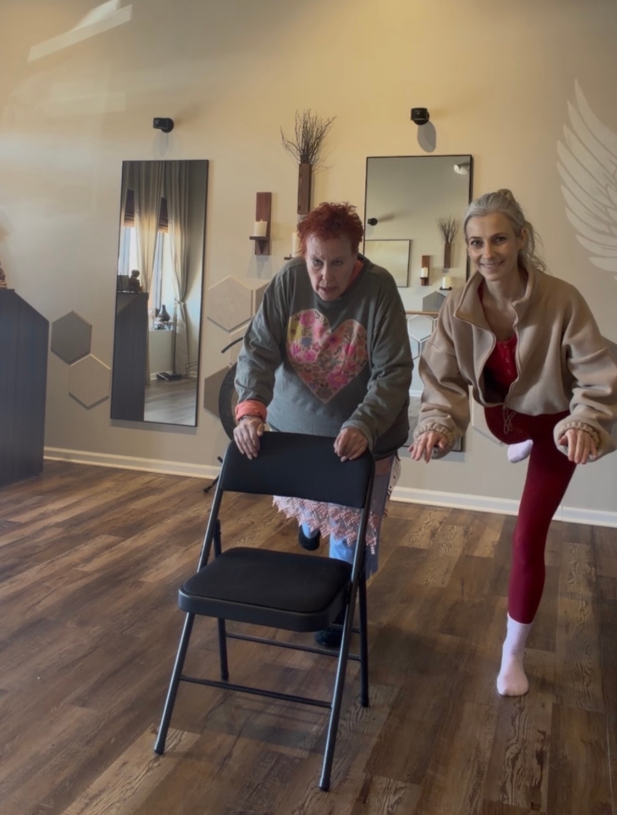 Adults in a gentle fitness class at Mindful Way Studio, Mokena IL